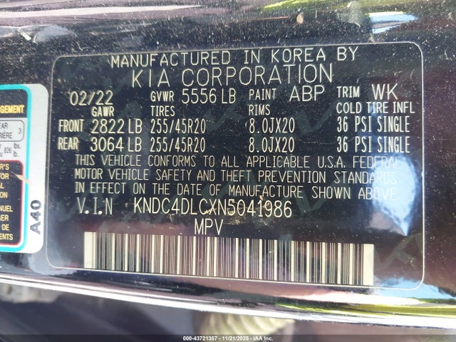KNDC4DLCXN5041986 KIA Ev6 Gt-line