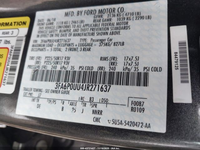2018 FORD FUSION HYBRID 3FA6P0UU4JR271637 Photo 8