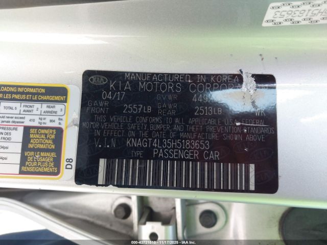 2017 KIA OPTIMA KNAGT4L35H5183653 Photo 8