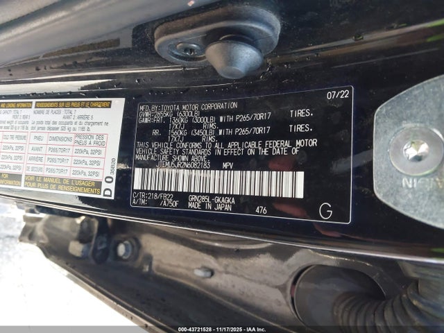 JTEMU5JR2N6082183 Toyota 1gr-fe