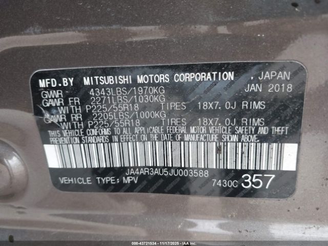 2018 MITSUBISHI OUTLANDER SPORT JA4AR3AU5JU003588 Photo 8
