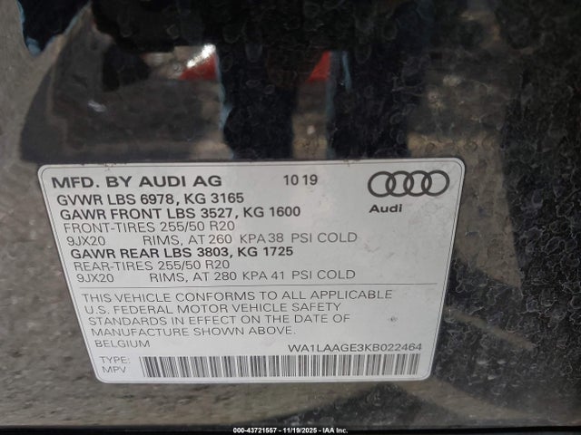 2019 AUDI E-TRON WA1LAAGE3KB022464 Photo 8