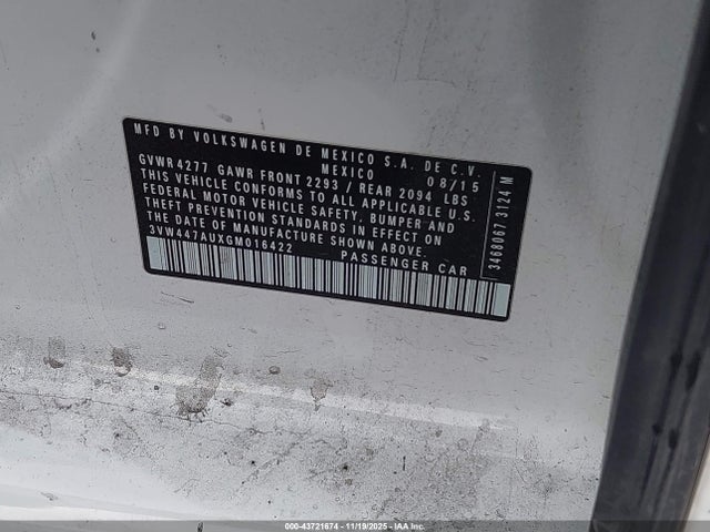 2016 VOLKSWAGEN GOLF GTI 3VW447AUXGM016422 Photo 8