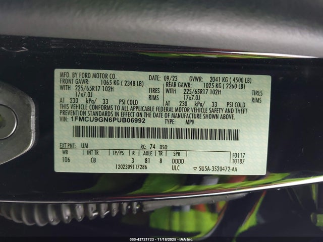 Ford Escape Active 2023 1FMCU9GN6PUB06992 Image 9