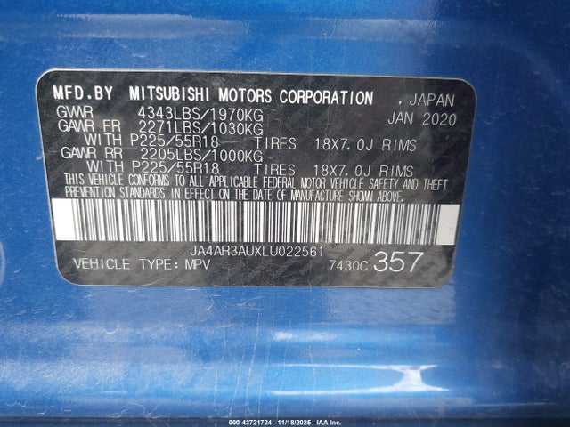 2020 MITSUBISHI OUTLANDER SPORT JA4AR3AUXLU022561 Photo 8