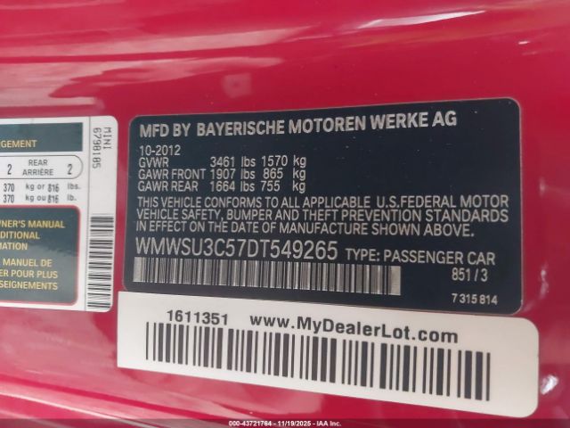 2013 MINI HARDTOP WMWSU3C57DT549265 Photo 8