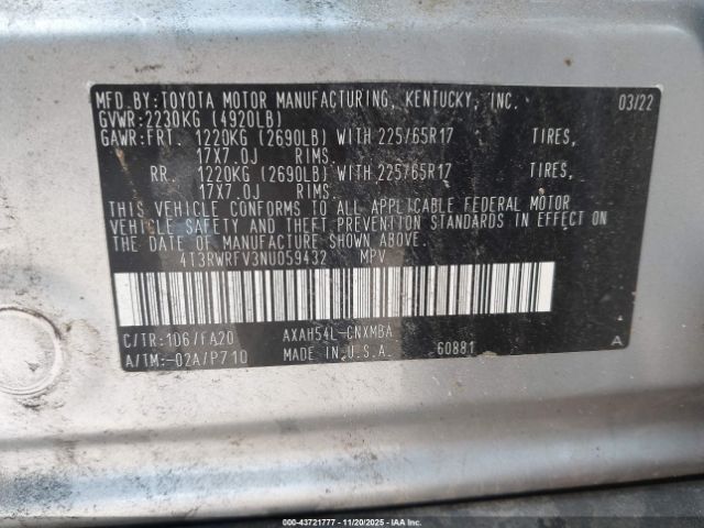 2022 TOYOTA RAV4 HYBRID 4T3RWRFV3NU059432 Photo 8