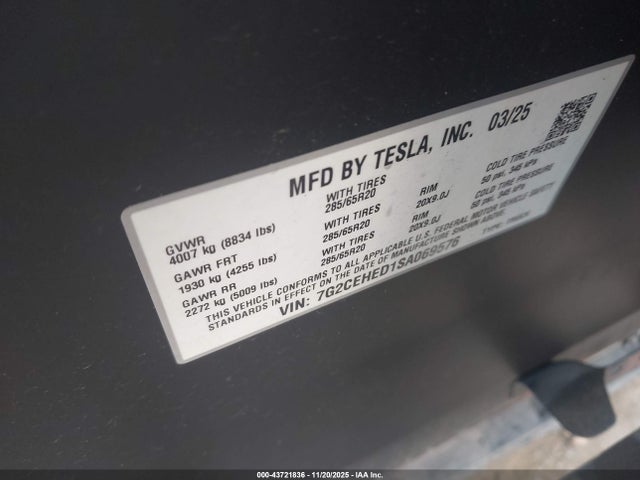 2025 TESLA CYBERTRUCK 7G2CEHED1SA069576 Photo 8