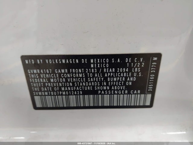 3VWBM7BU7PM012429 Volkswagen Jetta 1.5t Sport