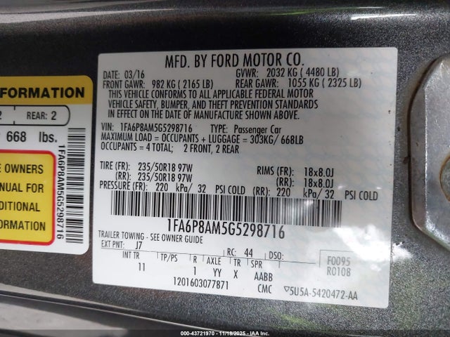 2016 FORD MUSTANG 1FA6P8AM5G5298716 Photo 8