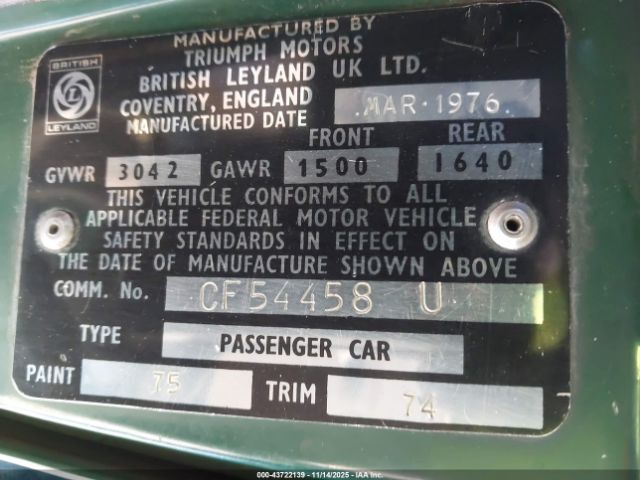 1976 TRIUMPH TR6 CF544584U Photo 8