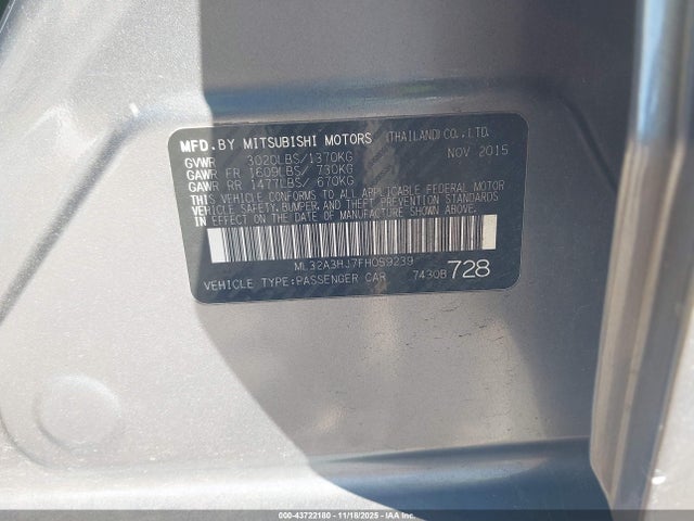 2015 MITSUBISHI MIRAGE ML32A3HJ7FH059239 Photo 8