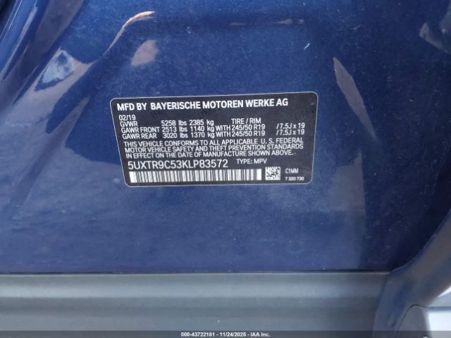 2019 BMW X3 5UXTR9C53KLP83572 Photo 8