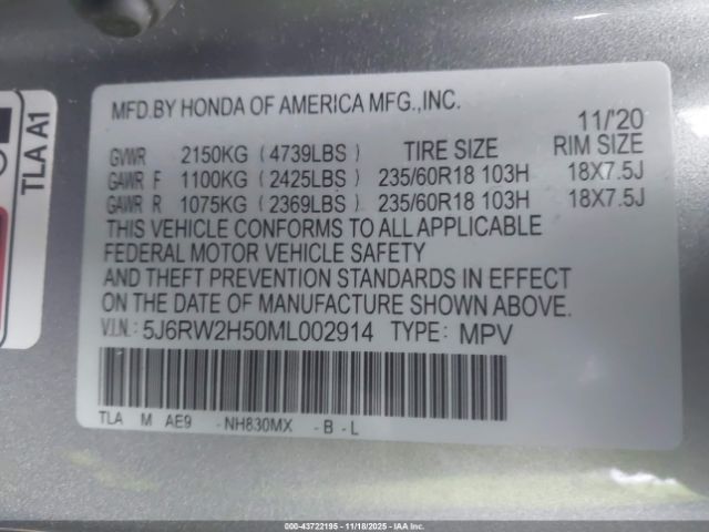 2021 HONDA CR-V 5J6RW2H50ML002914 Photo 8