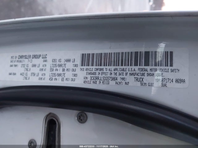 Продажа на аукционе авто 2013 Ram 3500 Laramie, vin: 3C63RRJL5DG573064, номер лота: 43722233