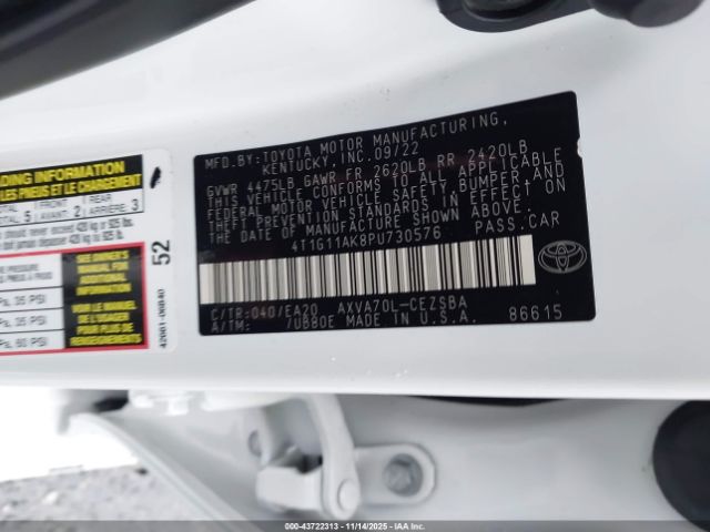 2023 TOYOTA CAMRY 4T1G11AK8PU730576 Photo 8