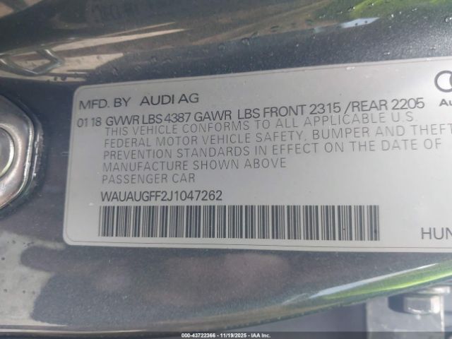 2018 AUDI A3 WAUAUGFF2J1047262 Photo 8