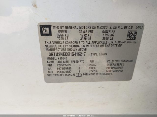 2017 GMC SIERRA 1500 3GTU2NEC6HG416217 Photo 8