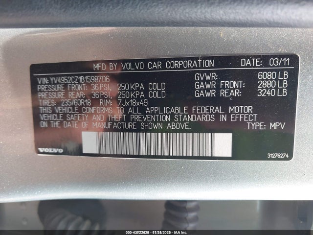 2011 VOLVO XC90 YV4952CZ1B1598706 Photo 8