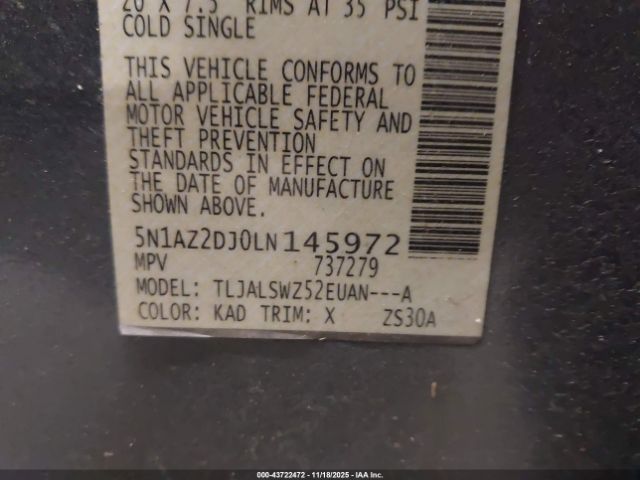 2020 NISSAN MURANO 5N1AZ2DJ0LN145972 Photo 8