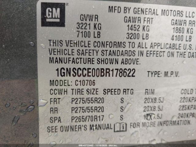 2011 CHEVROLET TAHOE 1GNSCCE00BR178622 Photo 8