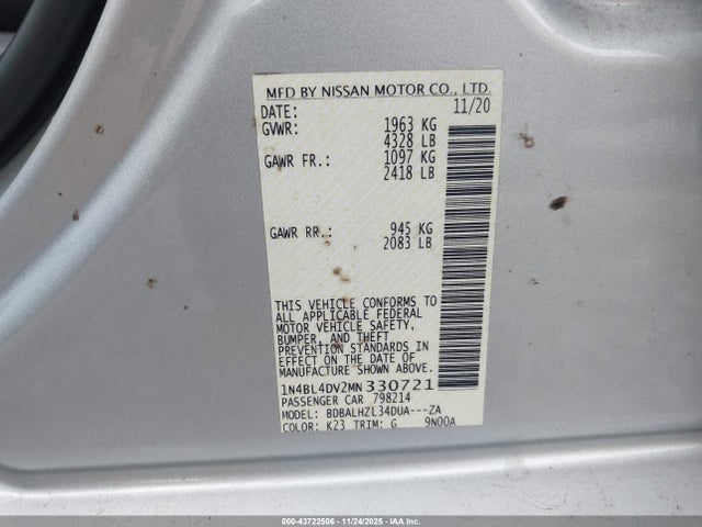 2021 NISSAN ALTIMA 1N4BL4DV2MN330721 Photo 8