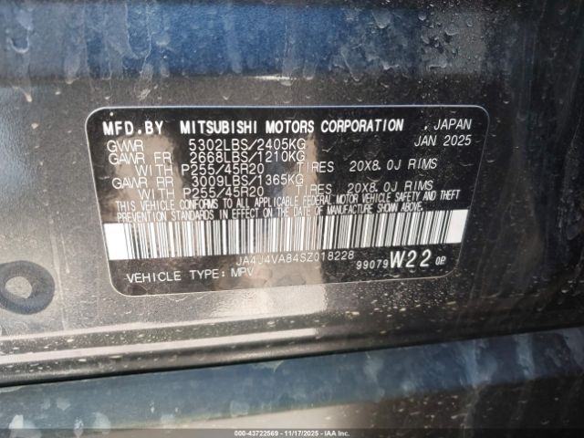 2025 MITSUBISHI OUTLANDER JA4J4VA84SZ018228 Photo 8