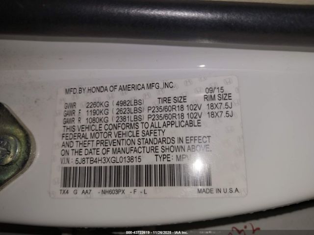 2016 ACURA RDX 5J8TB4H3XGL013815 Photo 8