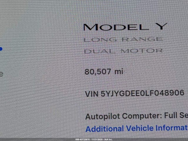 2020 TESLA MODEL Y 5YJYGDEE0LF048906 Photo 6