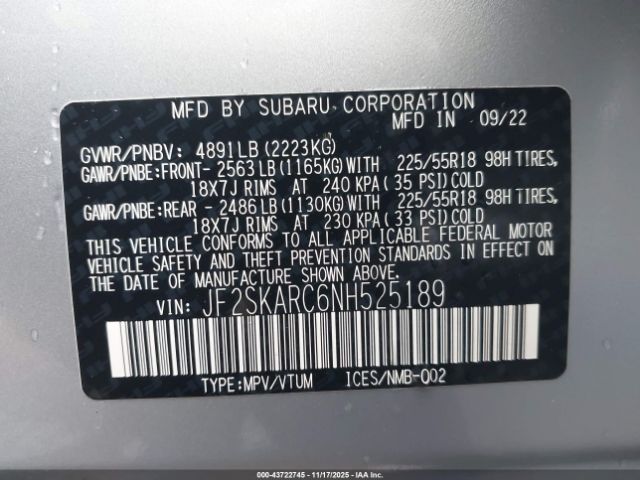 2022 SUBARU FORESTER JF2SKARC6NH525189 Photo 8