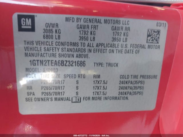 2011 GMC SIERRA 1500 1GTN2TEA6BZ321686 Photo 8