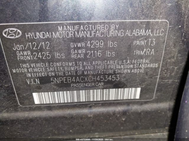 2012 HYUNDAI SONATA 5NPEB4ACXCH453453 Photo 8