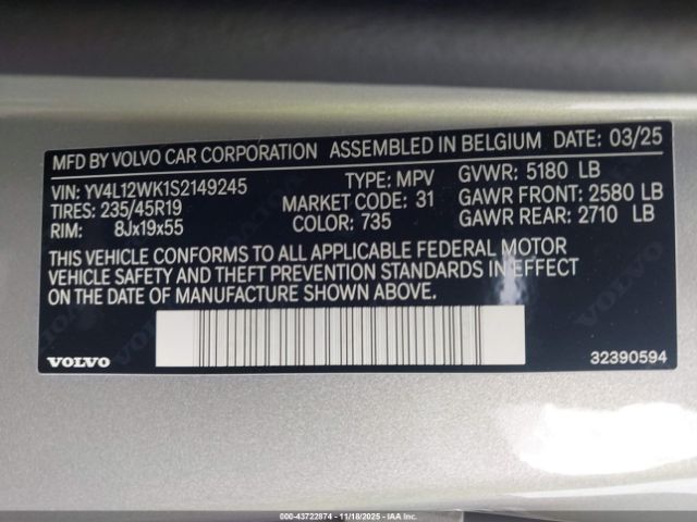 2025 VOLVO V60 CROSS COUNTRY YV4L12WK1S2149245 Photo 8