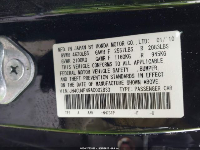 2010 ACURA TSX JH4CU4F49AC002833 Photo 8