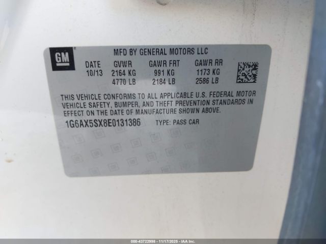 2014 CADILLAC CTS 1G6AX5SX8E0131386 Photo 8