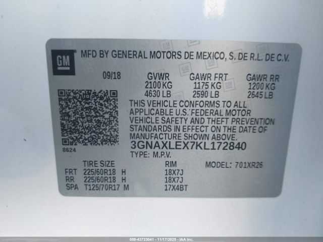2019 CHEVROLET EQUINOX 3GNAXLEX7KL172840 Photo 8