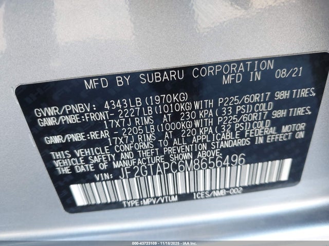 Subaru Crosstrek Premium 2021 JF2GTAPC6M8656496 Image 9