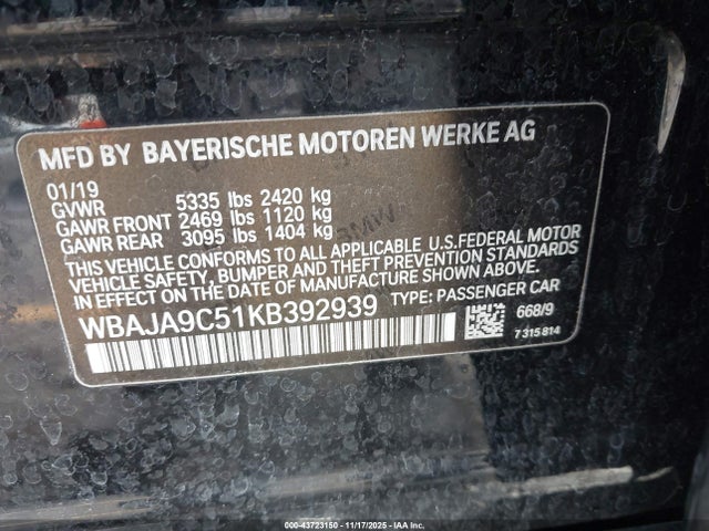 WBAJA9C51KB392939 BMW 530e Iperformance