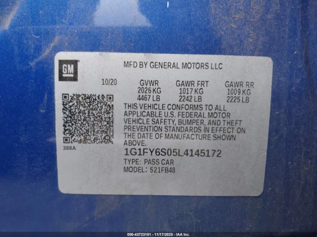 2020 CHEVROLET BOLT EV 1G1FY6S05L4145172 Photo 8