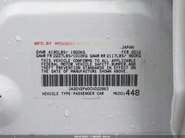 2012 MITSUBISHI LANCER JA32V2FW3CU022863 Photo 8