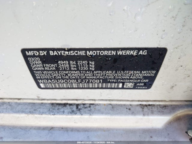 2020 BMW 3 SERIES WBA5U9C08LFJ77081 Photo 8