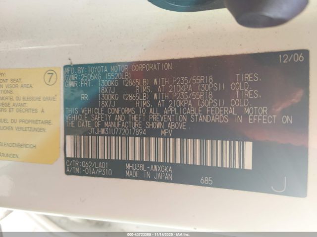 2007 LEXUS RX 400H JTJHW31U772017894 Photo 8