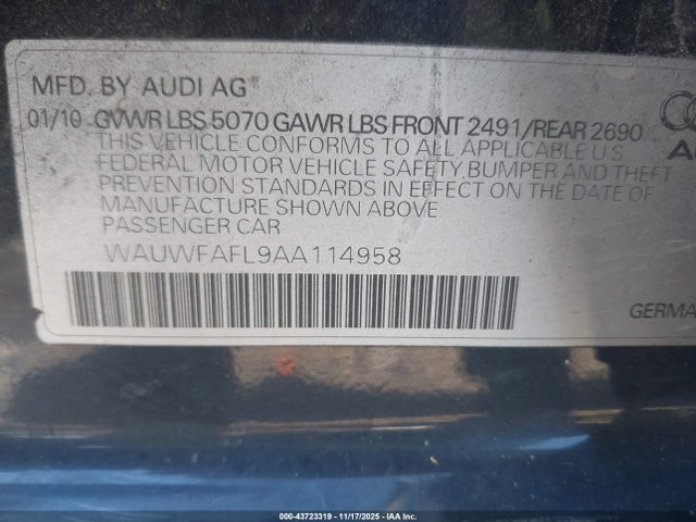 2010 AUDI A4 WAUWFAFL9AA114958 Photo 8