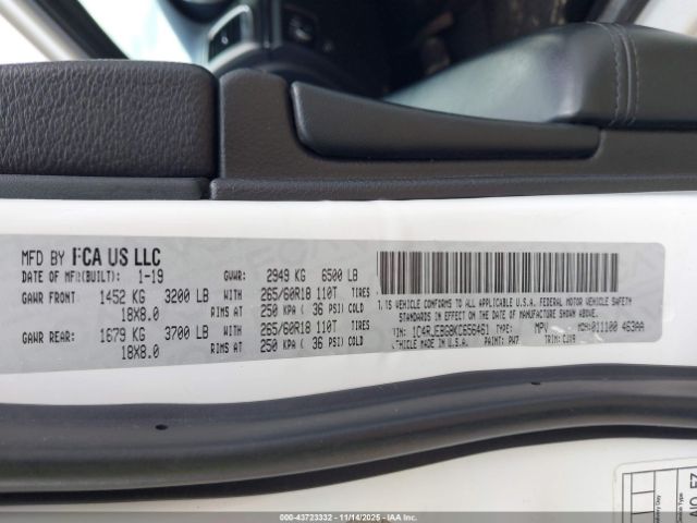 2019 JEEP GRAND CHEROKEE 1C4RJEBG8KC656461 Photo 8