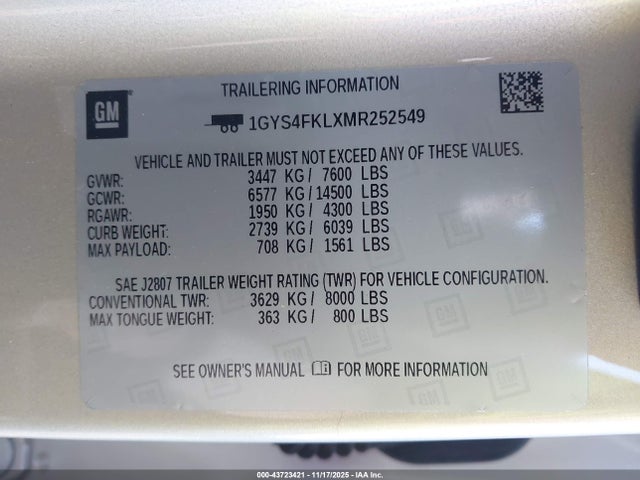 2021 CADILLAC ESCALADE 1GYS4FKLXMR252549 Photo 8