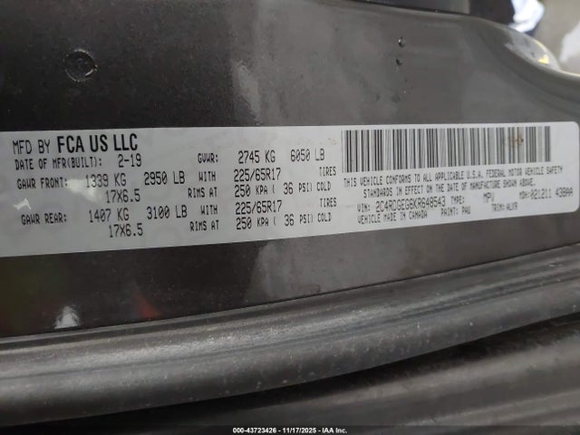 2C4RDGEG6KR648543 Dodge Grand Caravan Gt