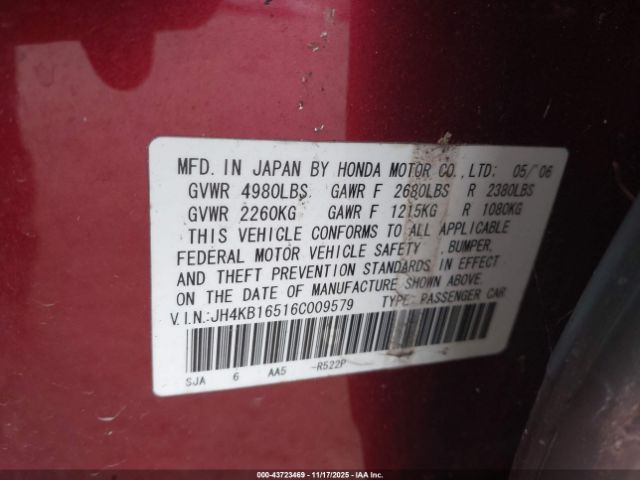 2006 ACURA RL JH4KB16516C009579 Photo 8