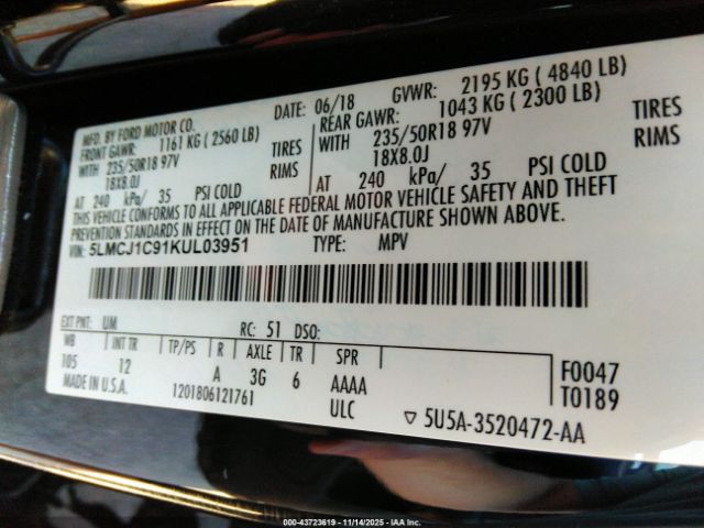 2019 LINCOLN MKC 5LMCJ1C91KUL03951 Photo 8