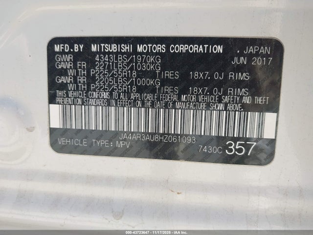 2017 MITSUBISHI OUTLANDER SPORT JA4AR3AU8HZ061093 Photo 8
