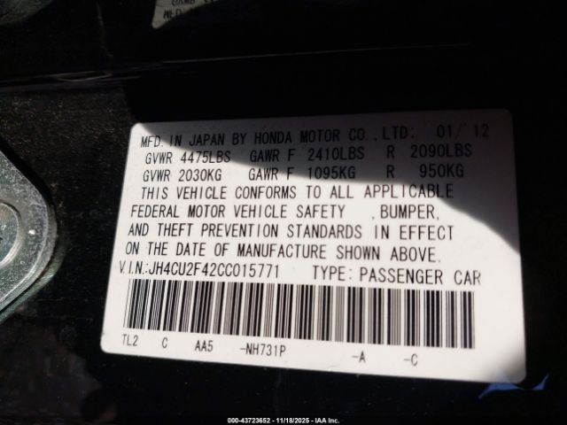 2012 ACURA TSX JH4CU2F42CC015771 Photo 8